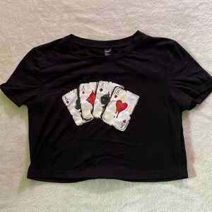 Black Cards Crop Top